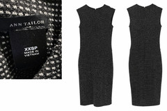 Ann Taylor Petite Sheath Dress Black White Sleeveless Work Office Size XXSP