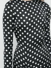 CAROLINE CONSTAS Black White Polka Dot Silk Bell Sleeve Ruffle Dress XS = 0/2 US