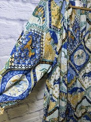 Printfresh High Horse Devon Dress Blue Multi Size L Rare Equestrian Cotton Dress