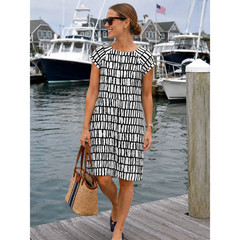 Nautical vibes J Crew basketweave Geometric dress Size 4 Polished Office career