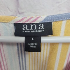 A.N.A. A New Approach Linen Blend Midi Dress Size L Side Ties Flutter Sleeves