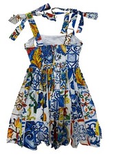 100% Cotton Elegant Floral Printed Painted Women Dress+US SELLER