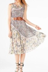NEW 399 BCBG MAXAZRIA DRESS GOWN CAMILLA PLEATED XXS XS 0 2 4 BEIGE BLUE RED