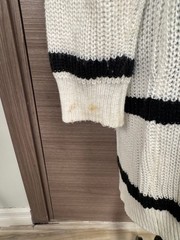 Women&rsquo;s Striped Open Front Knit Cardigan Sweater Size S – White Black Striped