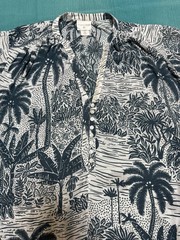 H&M Cotton Blue and White Tropical Print Mini Tunic Dress, S