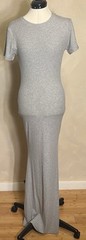 Reoria Classic Allure Lounge Casual Basic Ribbed Grey Mermaid Maxi Dress|Sz:XL