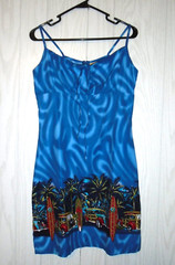 Coconut Pier Hawaiian Cars Print Floral Sundress Junior M Vintage 90s Y2K Retro