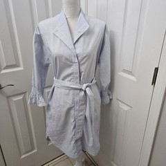 Finley Shirt Dress XS Blue White Stripes Coastal Belted Classic Button up Preppy