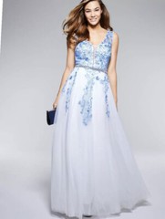 CITY STUDIO Womens White Floral V Neck Full-Length Formal Dress Juniors 7