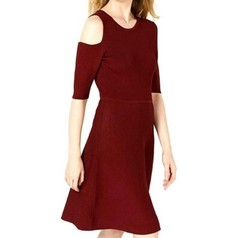 Bar III Womens XXL Cocoa Rose Elbow Sleeve Cutout Knit A Line Dress NWT AZ30