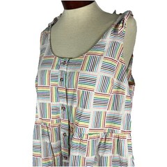 Linen/Cotton Rainbow Pride button down tiered ruffle sleeveless dress Large