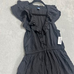 Old Navy Black Ruffle Flutter Sleeve Tiered Midi Dress MEDIUM Boho Viscose NWT