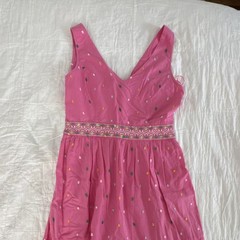 Crown & Ivy Floral Embroidered Maxi Dress Sleeveless Pink Size 8 Cotton