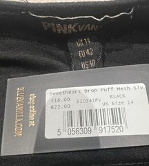 PINK VANILLA Black Mesh Drop Sleeve Mini Dress (Size UK 14)