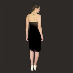 NWT Black Strapless Dress: Structured Buttoned w Front Pockets & Slits S/M/L