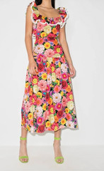 BORGO DE NOR Jessie Over the Rainbow Floral Midi Dress Size 10 NWOT Colorful