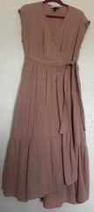Universal Thread Midi Dress Tiered Wrap 💯% Cotton S Blush Nude Pink Boho