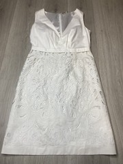 Tahari Dress Womens 6 White Sawyer Lace Belted Lined Summer Graduation Wedding