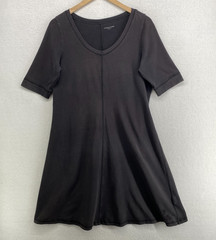 EILEEN FISHER Dress M Stretch Organic Cotton Jersey Tunic Swing Washed Black USA