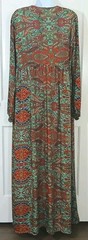 CIENNA Silk Blend Paisley Boho Maxi Dress M Tassel Tie Neck Long Sleeve Indian