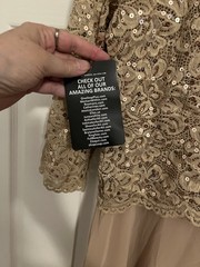 Roaman&rsquo;s Women&rsquo;s Formal Dress Gown Size 16W P Champagne 3/4 Sleeve Sequin lace