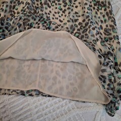 LOFT Medium Tiered Flounce Leopard Print Sheer Chiffon Long Sleeve Dress NWT