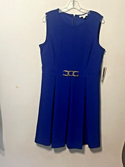 NWT Women&rsquo;s Nine West Blue Sleeveless Dress W/ Buckle Back Zipper Sz 14