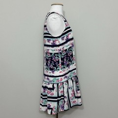 Lovers + Friends Womens Dress M White Blue Floral Mini Ruffle Beachy Girly Date