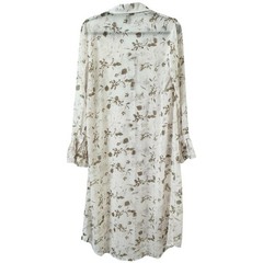 Dazy Sheer Floral Button Front Long Duster Blouse Tie Front Women’s Size Large