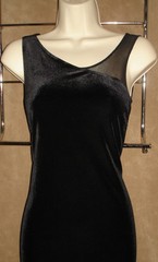 LAUNDRY – Classic Black – VELVET VELOUR & SHEER Sexy Long Evening DRESS size P