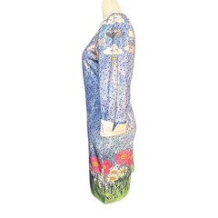 SHEIN X Dash of Pep Sad Rain Happy Flowers Collared Midi Dress Peter Pan Collar