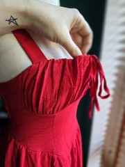 Red Ruched Bust Cami Dress Shein MOD. Princess waist belle christmas party prom