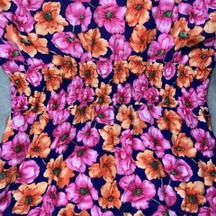Vintage 80s 90s Caroline Wells Petites Women P12 Floral Rayon Dress Button Front