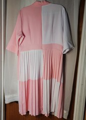 So Feminine & PRETTY Dress 2XL 3/4&Prime; Sleeves No Brand Tag Polyester Pink & White