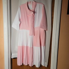 So Feminine & PRETTY Dress 2XL 3/4&Prime; Sleeves No Brand Tag Polyester Pink & White