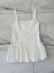 Peppermayo Lexy Mini Dress Ivory Bubble Hem Lace Up Cotton Blend Women US 14 NWT