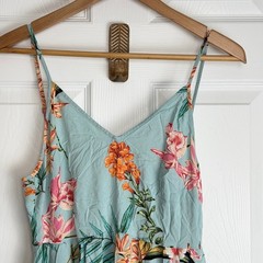 Venus Lascana Blue Floral Maxi Dress Spaghetti Strap Tie Back M Resort Boho