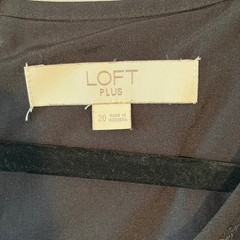 Loft Plus Black Clip Dot Shift Dress Womens 20 Scoop Neck 3/4 Puff Sleeve 500472