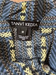 Tanvi Kedia x Anthropologie Silk Shirt Dress – M – Geometric Blue Green Pockets