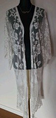 Coven And Co White Bohemian Lace Jacket Kimono One Size 👇check