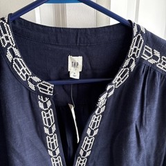GAP Long sleeve embroidered dress, true indigo SIZE Medium NWT 060426