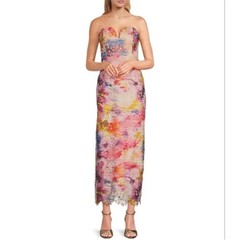 Belle by Badgley Mischka Stella Strapless Midi Dress Size 2