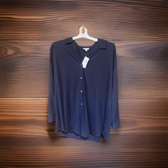 Women&rsquo;s J. Jill Button Front Knit Dress Button Cuff Size Large Navy Quiet Luxury