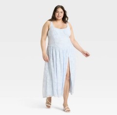 Women&rsquo;s Jacquard Tulle Trim Maxi A-Line Dress – Wild Fable Light Blue