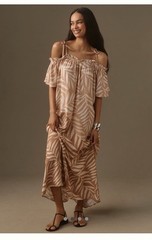 NWT Anthropologie Conditions Apply Tie-Strap Kaftan Maxi Dress Palm O/S S M L XL