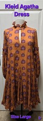 Kleid for Her Agatha Long Sleeve Mini Dress, Flower Orange, Size Large