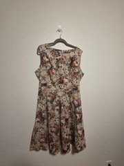 Owin FAB! Vintage 1950&rsquo;s Floral Spring Garden Rockabilly Swing Dress 2XL