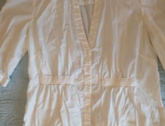 OJAY White Solid Button Front Shirt Dress V-Neck 3/4 Sleeve Knee Length size 10