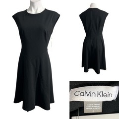 Calvin Klein dress 8 Black sleeveless A-line knee length office business church