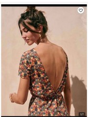 Sézane Floral Mix maxi Dress Blouse — Cream Base with Red, Pink & Blue Florals